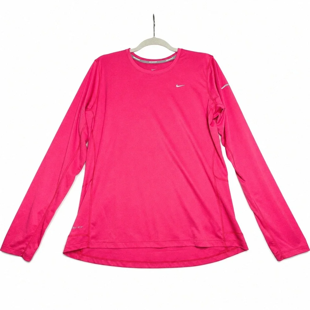 Nike Dri-FIT Miler Running Long Sleeve Shirt Pink Women's XL 519833-676